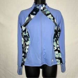 FILA Sport Women's Full Zip Performance Jacket Size M Periwinkle Blue Floral